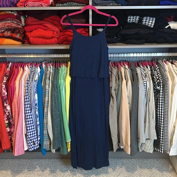 INC navy spaghetti strap tie front maxi dress size S - Picture 3 of 3